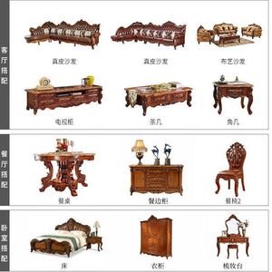 Juego de Sofás de Cuero Genuino Estilo Europeo, Cuero Vacuno de Primera Calidad, Madera Maciza Tallada, Muebles para Sala de Estar - Product Image 4