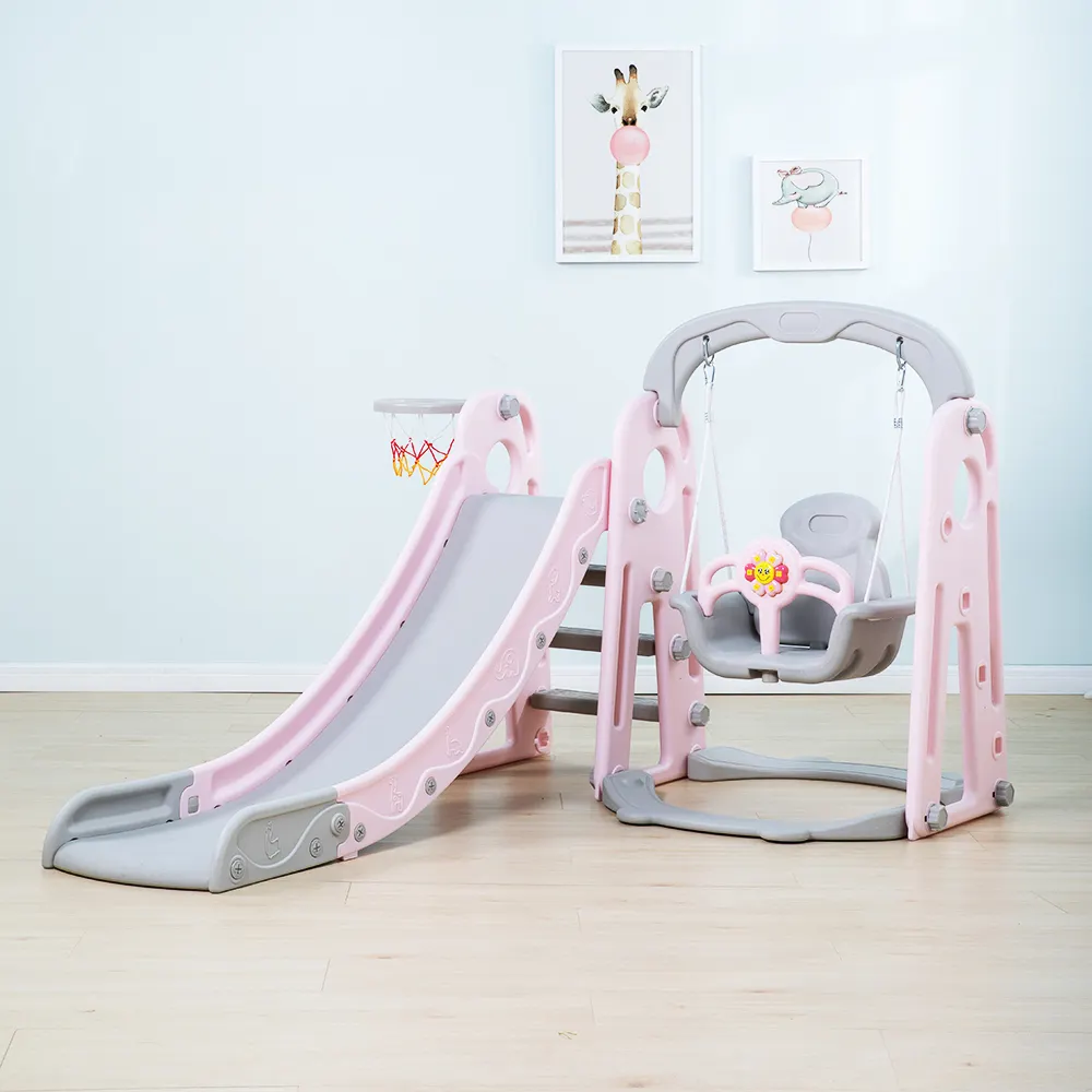 Ensemble de jeu 3 en 1 en plastique pour enfants, nouveau Style de terrain de jeu extérieur, toboggan avec balançoire