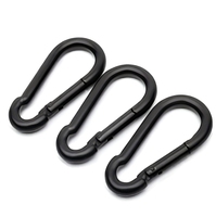 Lot de 30 crochets mousquetons M8 noirs robustes de 3 pouces, capacité de charge de 500 lb, équipement de fitness et de gym, acier au carbone de qualité marine