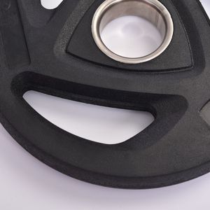 Get-Fit phòng tập thể dục điện Trọng lượng nâng thường xuyên màu đen cao su Barbell trọng lượng tấm với 3 lỗ Barbell trọng lượng tấm Urethane đĩa - Product Image 5