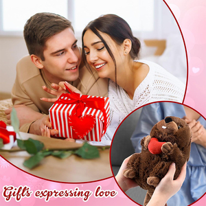 V403 Venta al por Mayor de Lindos Peluches de <span class=keywords><strong>Castor</strong></span> Marrón de 8 Pulgadas con Corazón Rojo, Animales de Peluche Personalizados para Regalos de San Valentín y Bodas - Product Image 4