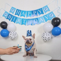 Mignon chien fête d'anniversaire fournitures décor joyeux anniversaire cadeau ensemble avec chien Bandana garçon fille chapeau écharpes drapeau ballon pour animaux de compagnie