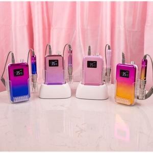 Custom Logo Rechargeable Battery Small Screen Nail Efile Brushless Electric Nail <b>Drill</b> 35000RPM Nail <b>Drill</b> Machine with Base - Product Image 4