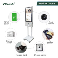 Kiosque d'impression de billets en libre-service interactif HD VISIGN de 32 pouces, système de gestion des files d'attente, terminal de paiement pour hôpital, banque