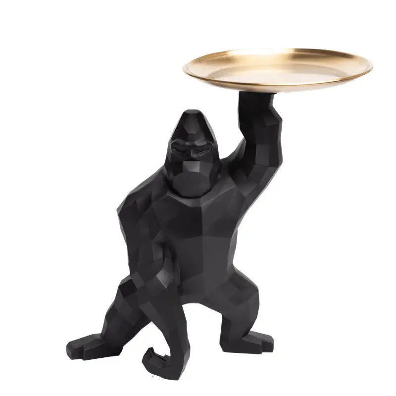 Kerajinan Resin Modern Minimalis Dekorasi Kreatif King Kong Gorilla Ornament Tray Penyimpanan Perabot Hewan