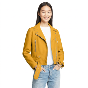 New 2026 <b>Women</b> leather <b>jacket</b> fashionable cropped length with smooth zip and sharp collar <b>Women's</b> <b>Jackets</b> - Product Image 6