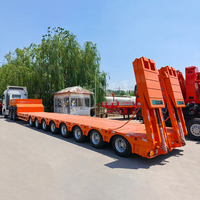 Semi-remorque surbaissée robuste à 8 essieux, 120 tonnes, en acier, avec échelle hydraulique pour transport de conteneurs – Vente chaude