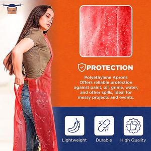 Tabliers jetables imperméables avec manchons de protection, tabliers de protection en plastique parfaits pour la peinture, la cuisine et les travaux ménagers quotidiens - Product Image 4