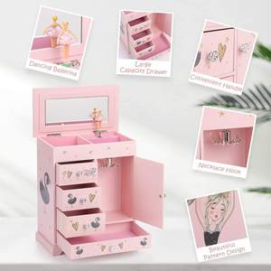 Ever Bright Premium Scatola Portagioie Musicale in Legno a Manovella, Ecologica e di Lusso, a Forma di Cigno Rosa, con Cassetti Multipli - You Are <span class=keywords><strong>My</strong></span> <span class=keywords><strong>Sunshine</strong></span> - Product Image 3