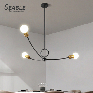 Lampada <span class=keywords><strong>a</strong></span> sospensione per lampadari da interno <span class=keywords><strong>a</strong></span> tre braccia con testa in vetro soffiato Vintage creativo - Product Image 3