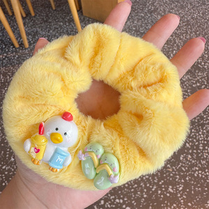 La linda diadema de felpa con diseño de patito es adecuada para niñas con coletas largas. - Product Image 5