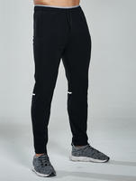 Pantalon de jogging élastique pour homme, motif uni, avec fermeture éclair, idéal pour le sport, la course, le football et l'entraînement en automne