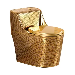 Dudukan toilet bidet emas memanjang mewah keramik Gadis Tiongkok wc publik satu bagian toilet pemasok kotoran untuk kamar mandi