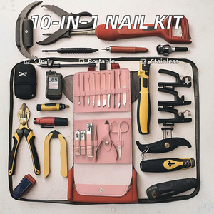 Kit de coupe-ongles professionnel portable FENGFLY 10-en-1 en acier inoxydable avec coupe-ongles, pince à ongles, manucure, pédicure, ensemble de bricolage - Product Image 2