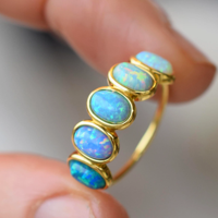 Fabricant de bijoux ODM YUNCHENG, bagues en opale bleue plaquées or 18 carats pour femmes, bijoux en argent sterling 925 pour femmes