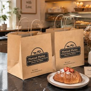 Bolsas de Papel Kraft Desechables, Reciclables, Biodegradables y Ecológicas Personalizadas con Asas Retorcidas para Tostadas, Donas, Bagels y Pan - Product Image 4