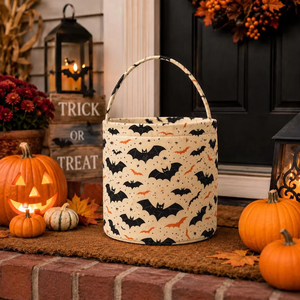 Panier en tissu Halloween avec poignée, motif fantôme, <span class=keywords><strong>araignée</strong></span>, chauve-souris rose, pour bonbons, cadeaux effrayants, ou pour la distribution de friandises, 2026 - Product Image 3
