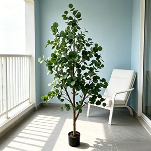 Low Maintenance No Watering Artificial <b>Potted</b> Plant Real Touch Faux Eucalyptus with Real Wood Stem in White <b>Pot</b> for <b>Table</b> Shelf - Product Image 6