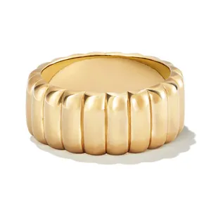 Gemnel hot selling 925 silver 18k gold vermeil chunky bold dome band rings women