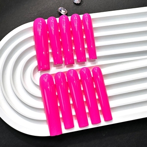 <span class=keywords><strong>Uñas</strong></span> Postizas Acrílicas <span class=keywords><strong>de</strong></span> 5cm, Estilo Ataúd, Color Neón, Hechas a Mano, Alta Calidad, Venta al Por Mayor - Product Image 3