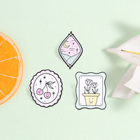 Broche en émail Pastel Mignonne Motif Floral Ciel Nocturne 3 Styles Lune Cerise Tulipe Plante en Pot pour Décoration de Sac à Dos