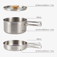 Ensemble de cuisine de camping en plein air, kit de cuisine portable pour pique-nique, ensemble de casseroles, poêles et bouilloires en acier inoxydable pour l'extérieur