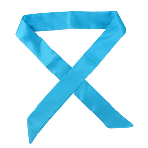 Écharpe en soie paysage montagne bleue orientale pour femmes, ruban long 100% soie de mûrier véritable pour cheveux tressés et poignée de sac - Product Image 4