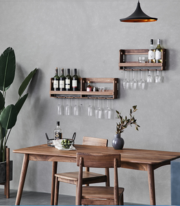 <span class=keywords><strong>Étagère</strong></span> <span class=keywords><strong>de</strong></span> <span class=keywords><strong>Bar</strong></span> suspendue à vin, armoire à vin, support mural industriel rétro en bois, <span class=keywords><strong>étagère</strong></span> murale en noyer noir pour la maison - Product Image 5