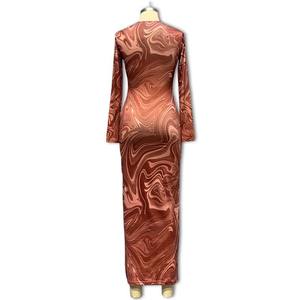 Robe Longue Liu Ming à Col Rond Imprimée à Manches Longues, Grande Vente, Logo Personnalisé, pour Femme, Fête et Club - Product Image 6