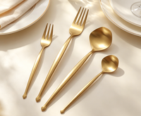 Luxuriöses Gold 304 Edelstahl Modernes Besteck-Set mit Einzigartigem Diamant-Rhombus-Griff Matt Satiniertes Finish Party Großhandel