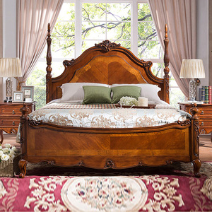 Tùy Chỉnh Cổ Điển Mỹ Phong Cách La Mã Cột Khắc Gỗ Rắn Giường 1.5/1.8 Mét Đồ Nội Thất Phòng Ngủ Giường Với Bàn Cạnh Giường Ngủ - Product Image 3
