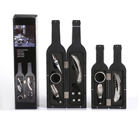 Coffret Cadeau Ouvre-Bouteille en Forme de Bouteille de Vin avec Tire-Bouchon, Anneau Anti-Goutte, Coupe-Capsule, Verseur et Bouchon
