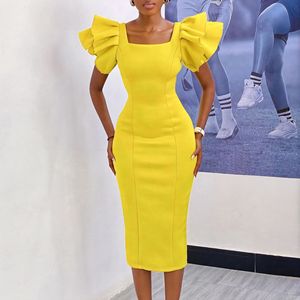 Avec Ceinture Casual Elegant Ruffle Sleeve Slim Fitting Curvy Ladies Office Classy Elegant Trendy Career Dresses for Women - Product Image 6