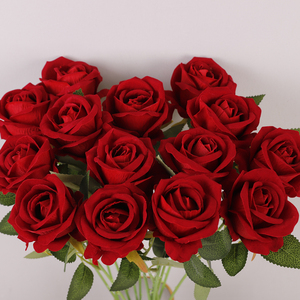 Rosas de Terciopelo Artificiales al por Mayor, en Color Rojo, Blanco, Azul, Rosa, Negro y Morado, <span class=keywords><strong>Flores</strong></span> Decorativas Personalizadas - Product Image 2