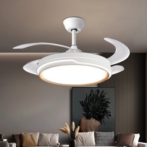 พัดลมเพดานสีขาวทันสมัยพร้อมไฟสำหรับห้องนอนพัดลม110V 220V โคมไฟพัดลมเพดาน LED 72W และรีโมทคอนโทรล3สีหรี่แสงได้ - Product Image 4