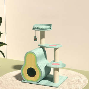 Arbre à <span class=keywords><strong>chat</strong></span> multi-niveaux avec lit intégré et griffoir en sisal, design pastoral avocat, pour petits espaces - Product Image 4