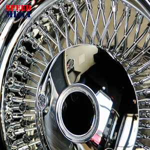 Direct Bolt Chrome Wire <b>Wheel</b> Set with Whitewall Tires 15x7 Inch 80 <b>Spokes</b> for Buick Classic RWD 5 Lug Cars - Product Image 3