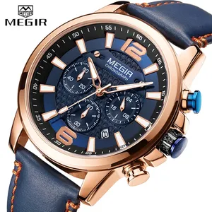 MEGIR 2156 नई कारण खेल क्रोनोग्रफ़ पुरुषों की Reloj स्टेनलेस स्टील बैंड घड़ी बड़े डायल क्वार्ट्ज थोक आउटडोर घड़ियों