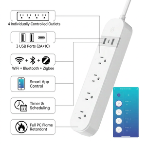 ZHINL Interrupteur Minuteur Connecté <span class=keywords><strong>avec</strong></span> Télécommande via App, <span class=keywords><strong>Multiprise</strong></span> Intelligente 4 Prises 15A 1800W WiFi pour Maison, Cuisine, Bureau, <span class=keywords><strong>avec</strong></span> 3 Ports USB et USB-C - Product Image 4