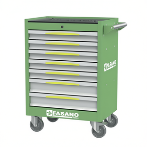 Armoire à outils roulante Fasano Tools à 7 tiroirs, verte, avec roulettes, pour réparation automobile - Product Image 2