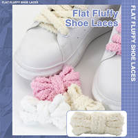 WEGOODZF Lacets de chaussures plats personnalisés de 1 cm de large, en toile décontractée, doux, moelleux, en polyester, pelucheux et duveteux, paire