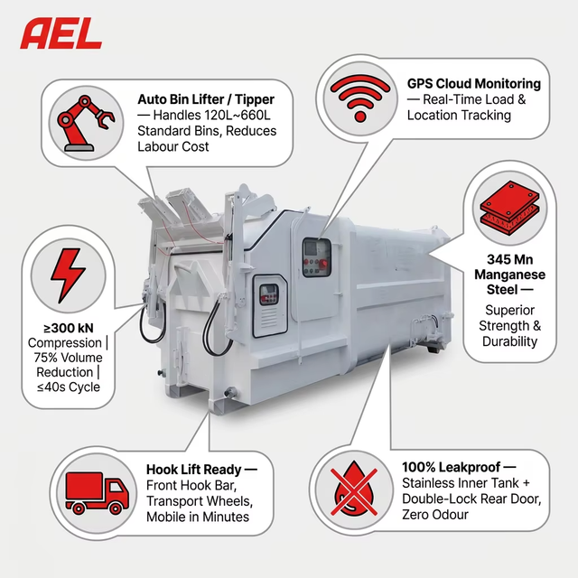 2026 Eco Friendly Integrated Garbage Treatment Compressor Unit Motor Gear Pump Intelligent Disposal Professional AEL APCD15