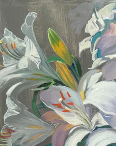 Peinture à l'huile originale peinte à la main, Lys Blanc, Impressionniste, Art floral sur <span class=keywords><strong>toile</strong></span>, Cadre en bois, Décoration écologique pour la maison, Salon - Product Image 5
