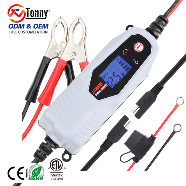 Professional 1.5A 12.6V Li-Ion Battery Charger 14.6V Lifepo4 Charger for Electric Bike Motorcycle and Car with Digital Display