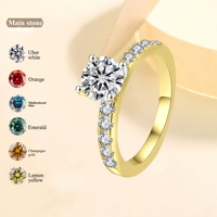 Bijoux fins, bague en argent 925 avec moissanite, bague de fiançailles et de mariage de luxe pour femmes, moissanite 1 carat, D VVS, avec anneaux de promesse, cadeaux