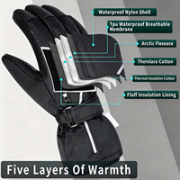 Gants de ski imperméables pour l'hiver, hommes et femmes |   Doublure en polaire épaisse, fermeture à boucle, polyester, portable, lavage à la main uniquement