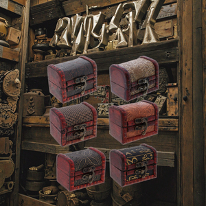 Caja del Tesoro de <span class=keywords><strong>madera</strong></span> antigua y joyero estilo aleatorio cofre de Navidad pulido decoración del hogar patrón de pintura de <span class=keywords><strong>madera</strong></span> <span class=keywords><strong>Vintage</strong></span> - Product Image 3