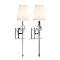 Lampu Dinding Besi Hitam Desain Baru ETL Stok AS, Lampu Dinding Modern untuk Rumah, Hotel, Dekorasi dengan Kap Lampu Kain Kerucut