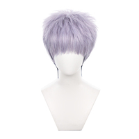 Perruque de cosplay Ainizi de 30 cm, courte, violette mélangée à du noir, personnage de Mitsuya Takashi, de Tokyo Revengers