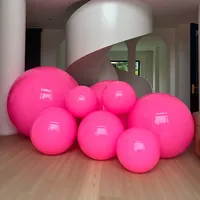 Ballon sphérique gonflable géant rose mat en PVC réutilisable, boule miroir décorative pour mariage, événement, fête, décoration de scène
